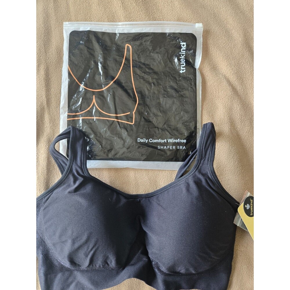 Truekind Women's Daily Comfort Wirefree Shaper Bra Assorted Black 2XL